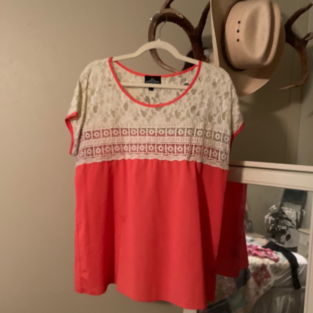 Lace and coral top